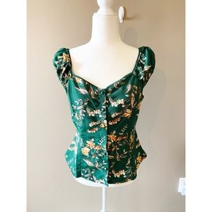 NWOT Mine Green Floral Button Up Blouse